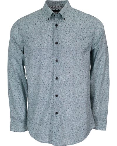 lords of harlech Morris Floral Weave Shirt In Nile - Blue