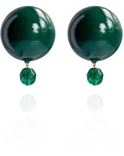 Saule Label Luna Petite Earrings In Earthbound Emerald - Green