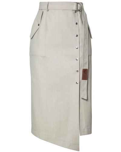 Diana Arno Neutrals Sue Belted Pencil Skirt In Almond Milk - Gray