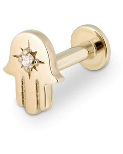 Zohreh V. Jewellery Diamond Hand Of Fatima Flat Back Earring 9k - Metallic