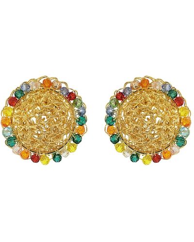 Lavish by Tricia Milaneze Multi & Disco Posts Handmade Crochet Earrings - Yellow
