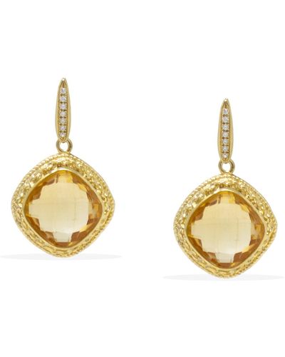 Vintouch Italy Demetra Gold-plated Yellow Citrine Earrings - Metallic