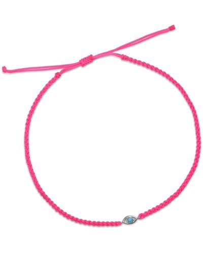 Zohreh V. Jewellery Evil Eye Cord Anklet Neon Pink Sterling Silver - Red