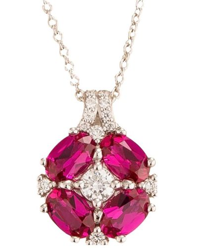 Juvetti Pristi White Gold Necklace Ruby & Diamond - Pink
