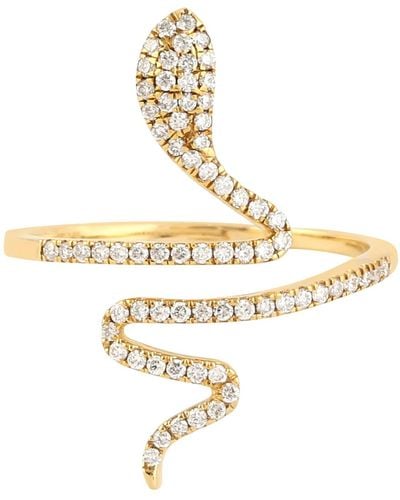 Artisan 18k Yellow Gold Diamond Wrap Snake Ring - Metallic