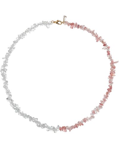 Talis Chains Chip Stone Duo Necklace Strawberry - Metallic