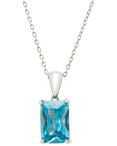 LÁTELITA London Alexandra Rectangle Gemstone Necklace Silver Blue Topaz