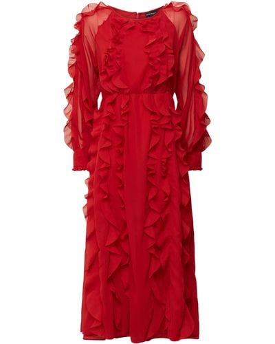 James Lakeland Ruffle Chiffon Maxi Dress - Red