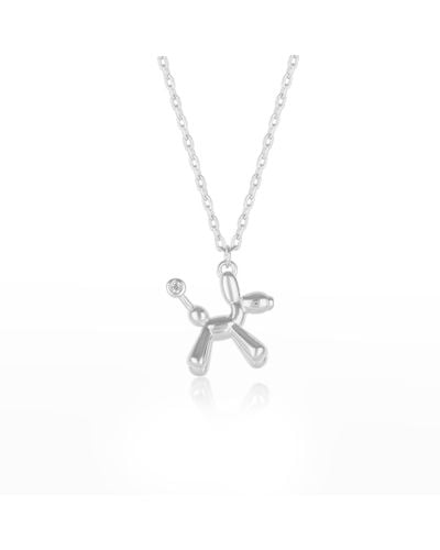 Spero London Balloon Dog Poodle Necklace In Sterling - Metallic