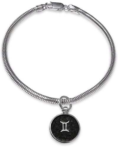 N'damus London Gemini Zodiac Astrolab Leather & Sterling Silver Bracelet - Metallic