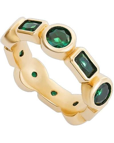 33mm Arden Emerald Green Cz Stone Gold Ring - Metallic