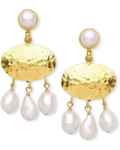Ottoman Hands Estelle Pearl Drop Stud Earrings - Metallic