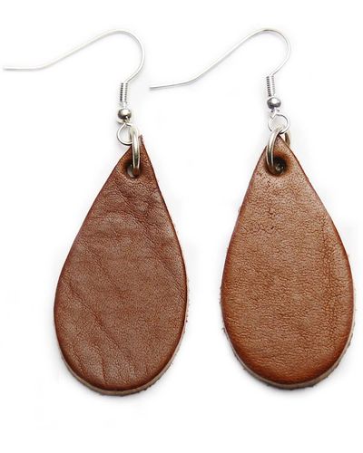 N'damus London Auricle Chestnut Leather Earrings - Brown