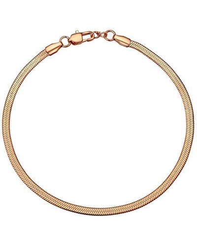 Spero London Itallian Herringbone Sterling Silver Snake Chain Bracelet - Metallic