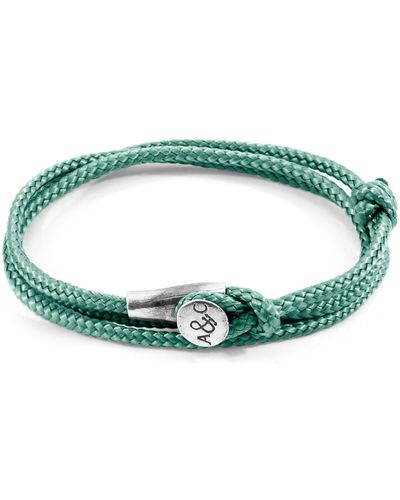 Anchor and Crew Mint Dundee Silver & Rope Bracelet - Green