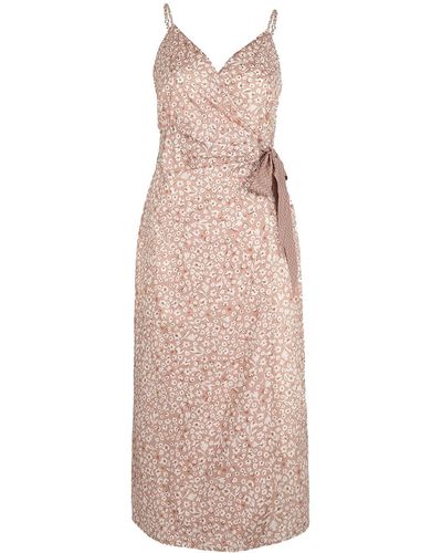 REISTOR Strappy Printed Wrap Dress - Natural