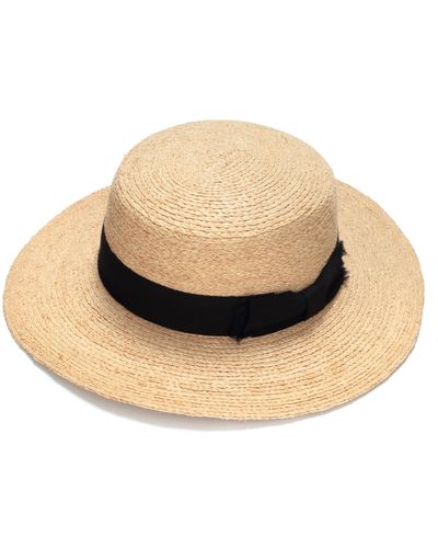 Justine Hats Neutrals Classic Straw Boater Hat - Natural