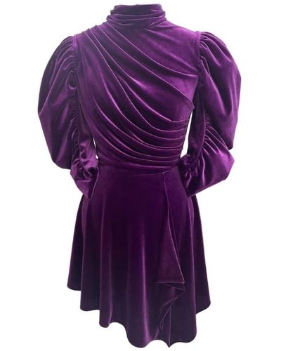 Vasiliki Atelier Flavia Mini Draped Dress Velvet Cassis - Purple