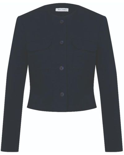 NAZLI CEREN Irma Cotton Jacket In Deep Cobalt - Blue