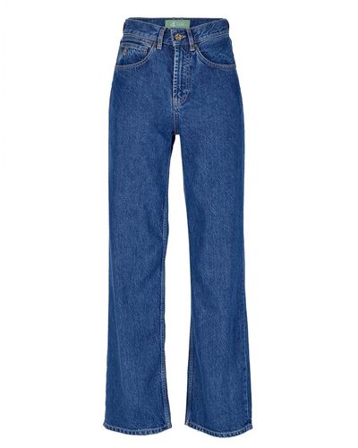 Flax and Loom Etta Wide Jean In Wood Denim Long Leg - Blue