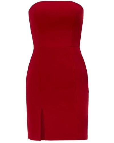 Nomi Fame Eva Wine Strapless Front Slit Corset Mini Dress - Red