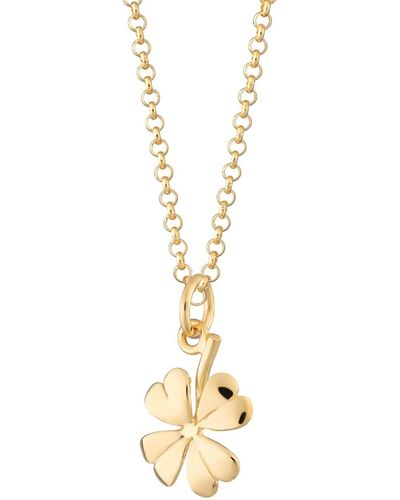 Lily Charmed Plated Four Leaf Clover Necklace - Metallic