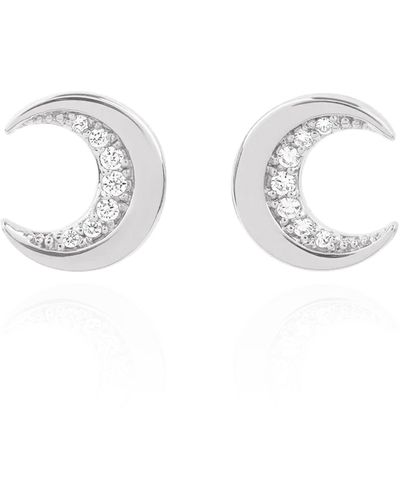 Luna Charles Darcy Moon Stud Earrings - Metallic