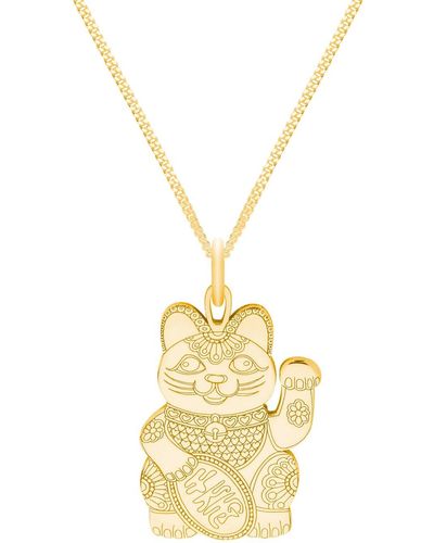 CarterGore Small Lucky Cat Pendant Necklace - Metallic
