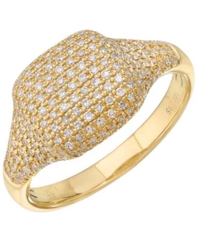 770 Fine Jewelry Pave Diamond Signet Ring - Metallic