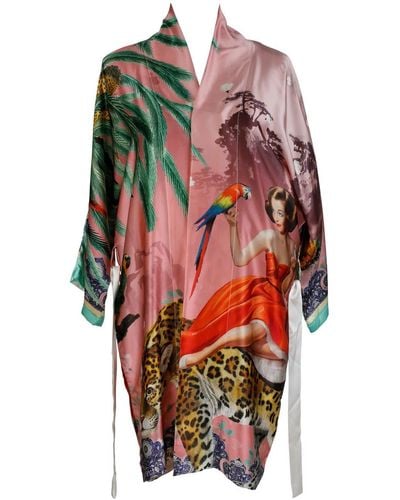 Myrtle & Mary Mary Pink Silk Kimono - Red