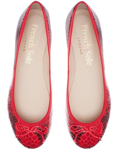 French Sole Lola Red Snake Leather
