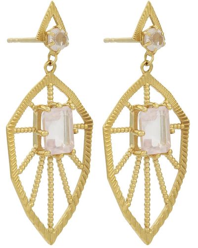 Zoe & Morgan Rosa Earrings Gold Rose Quartz - Metallic