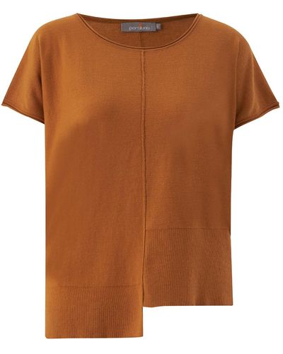 Peraluna Fine Sleeveless Asymmetric Knit Blouse In Caramel - Brown