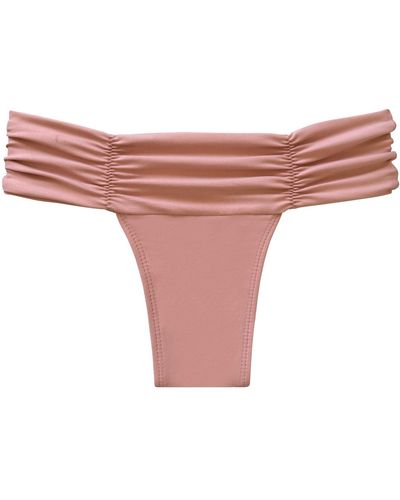 NUAJE NUAJE Ariel Ruched Bikini Bottom In Pink
