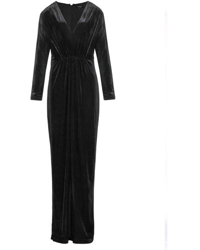Smart and Joy Textured Velvet V-neck Maxi Dress - Black