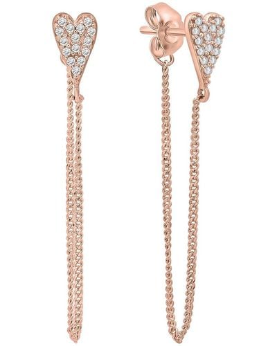 Miki & Jane Iveta- Diamond Chain Heart Earrings Set In 14k Pink Gold