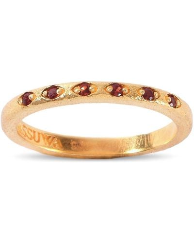 ASSUWA Protego Ring With Garnet - Metallic