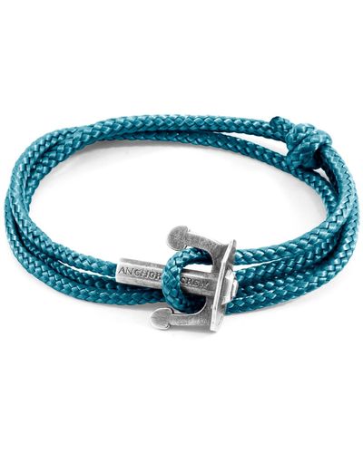 Anchor and Crew Ocean Union Anchor Silver & Rope Bracelet - Blue