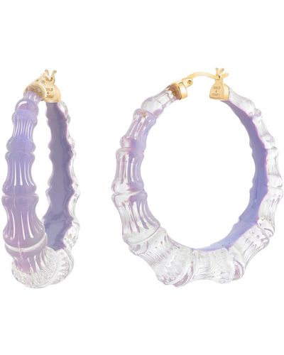 Gold & Honey Bamboo Illusion Hoop Earrings In Lavender - Metallic