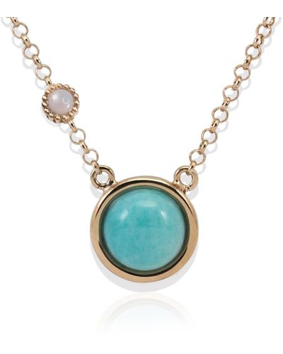 Vintouch Italy Satellite Rose Gold Vermeil Amazonite & Opal Necklace - Green