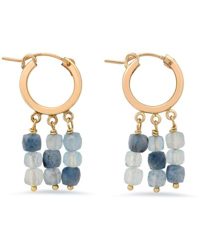 Soul Journey Jewelry Aquamarine Sea Hoop Earrings - Blue