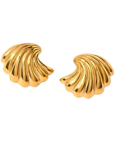 Olivia Le Curved Seashell Earrings - Metallic