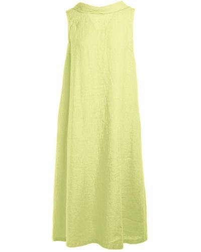 Haris Cotton Midi Back Tie Linen Dress - Yellow