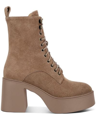 Rag & Co Carmac High Ankle Platform Boots In Tan - Brown