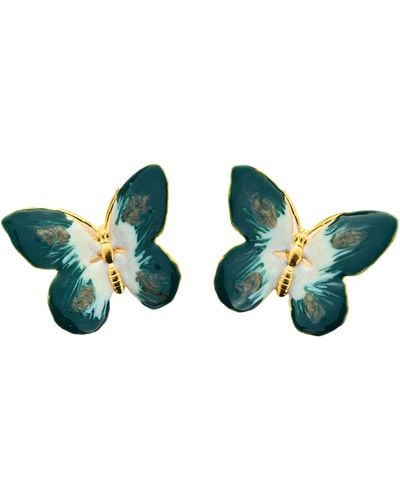 The Pink Reef Oversized Glassine Butterfly In Emerald - Green