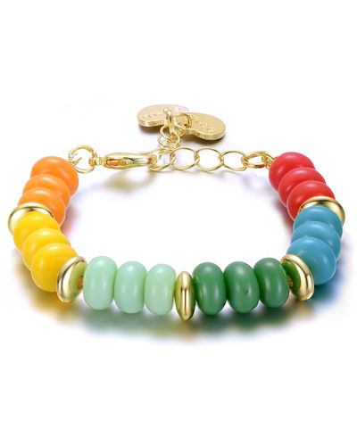 Genevive Jewelry Rachel Glauber Yellow Plated Bracelet With Multi Colored Stone Beads For Kids - Blue