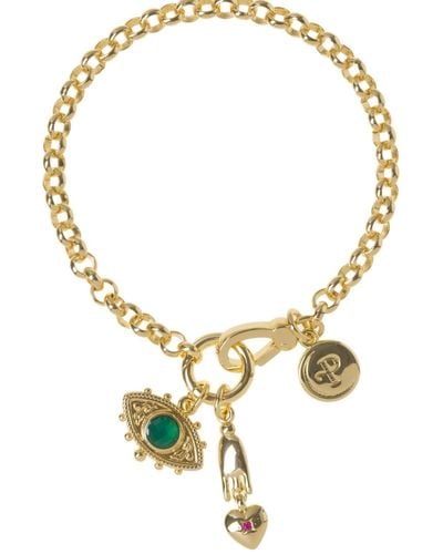 Patroula Jewellery Gold Belcher Talisman Protection Bracelet - Metallic