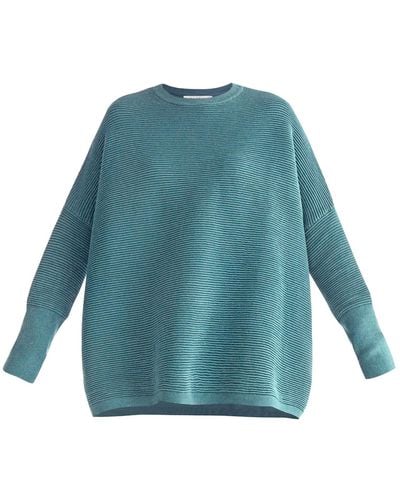 Paisie Ribbed Sweater In Teal - Blue