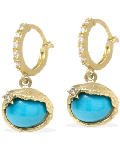 Vintouch Italy Ad Astra Gold-plated Turquoise Mini Hoop Earrings - Blue