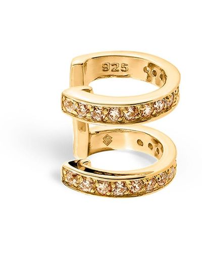 SALLY SKOUFIS Edge Duo Ear Cuff With Made Champagne Diamonds In Gold - Metallic